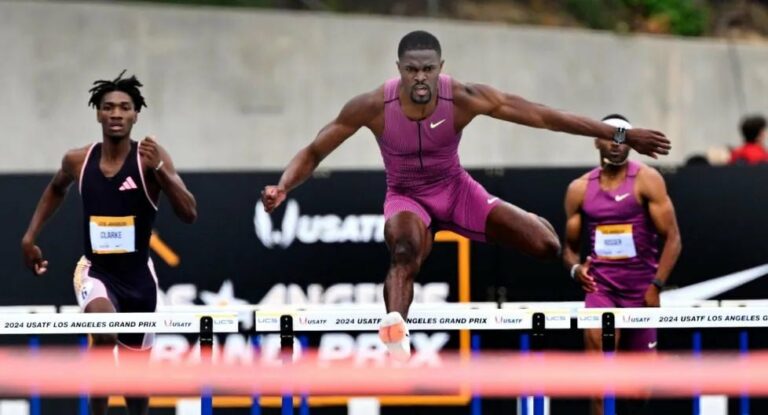 Benjamin wins LA 400m hurdles in blistering 46.64sec