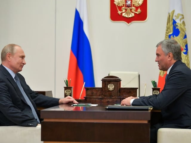 russian president vladimir putin meets with state duma speaker vyacheslav volodin at the novo ogaryovo state residence outside moscow russia october 26 2020 sputnik alexei druzhinin kremlin photo via reuters