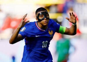 france s kylian mbappe celebrates scoring their first goal dortmund bvb stadion dortmund germany june 25 2024 photo reuters