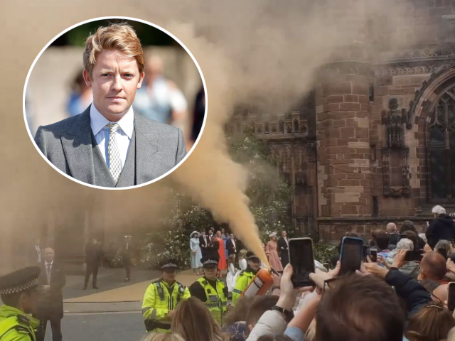 Just Stop Oil protesters disrupt Duke of Westminster's wedding with orange smoke bombs