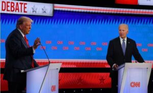 republican candidate former u s president donald trump speaks as he attends a presidential debate with democrat candidate u s president joe biden in atlanta georgia u s june 27 2024 reuters