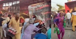 Looters empty Coca-Cola truck after crash in Faisalabad (VIDEO)