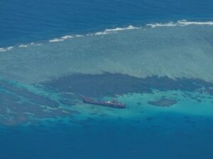 an aerial view shows the brp sierra madre on the contested second thomas shoal locally known as ayungin in the south china sea march 9 2023 photo reuter