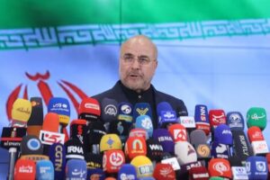 speaker of the parliament of iran mohammad bagher ghalibaf after registering as a candidate in tehran iran june 3 2024 photo reuters